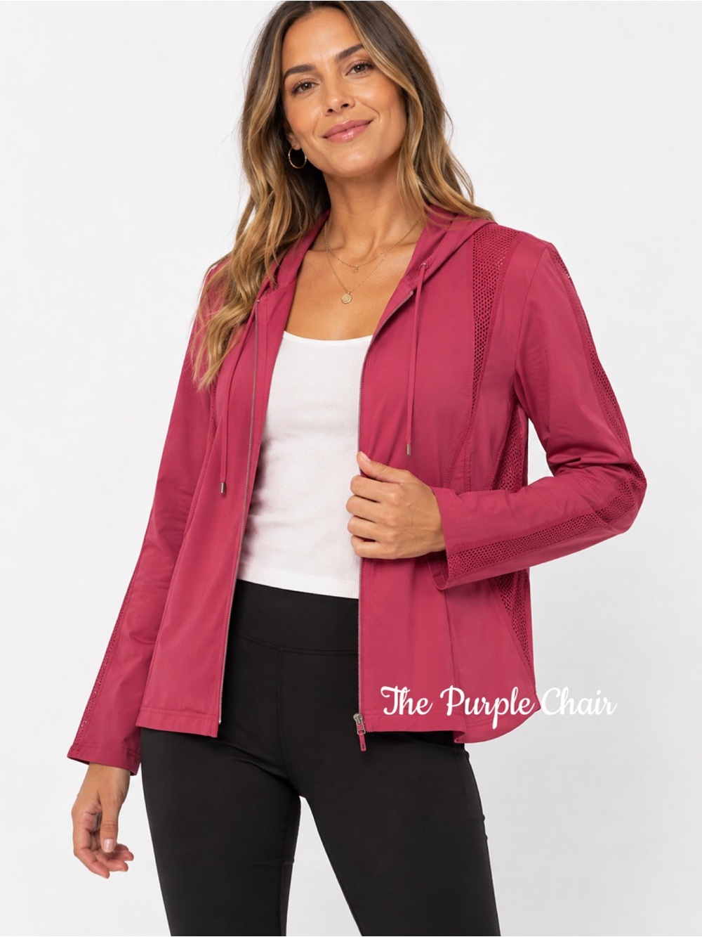 CHICOS NWT Long Sleeve Neema Mesh Mix Jacket *Mai Tai